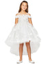 Girls White Lala & Erina Lace Applique Hi-Low Flower Girl Dress 2-12 - SophiasStyle.com