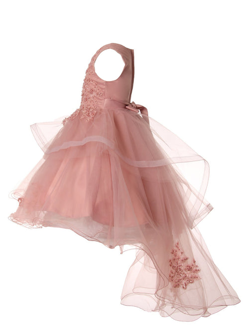 Girls Lace Applique High Low Bridesmaid Dress 2-12 - SophiasStyle.com