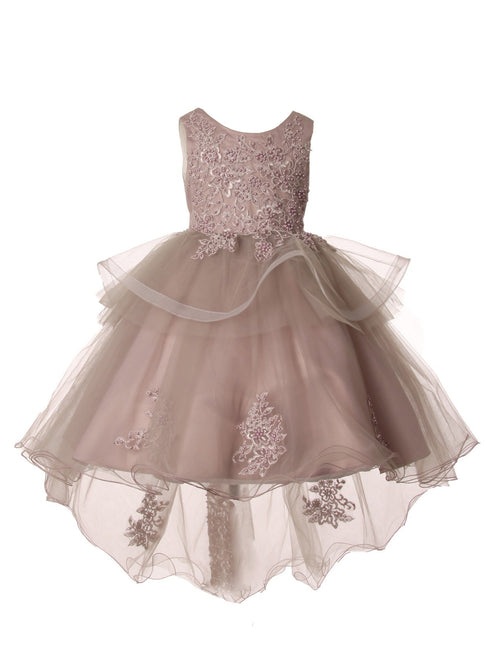 Girls Lace Applique High Low Bridesmaid Dress 2-12 - SophiasStyle.com
