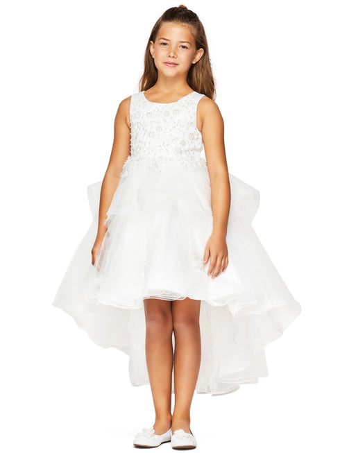 Girls Lace Applique High Low Bridesmaid Dress 2-12 - SophiasStyle.com