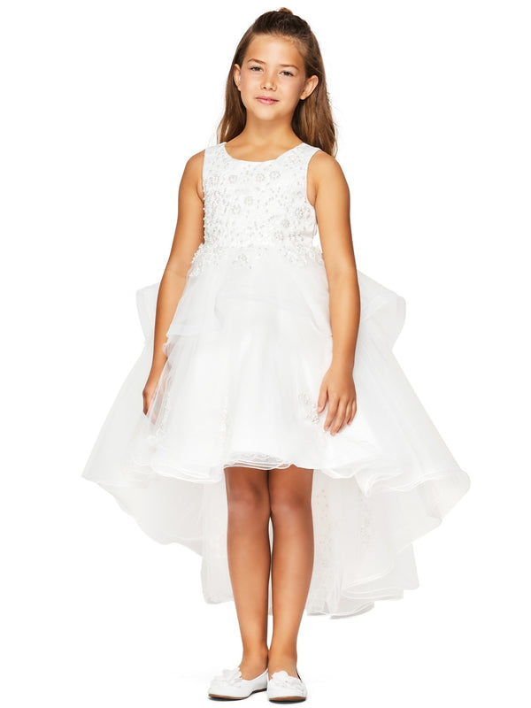 Girls Lace Applique High Low Bridesmaid Dress 2-12 - SophiasStyle.com