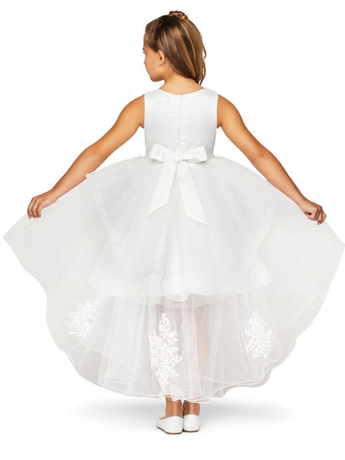 Girls Lace Applique High Low Bridesmaid Dress 2-12 - SophiasStyle.com