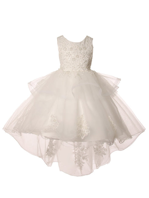 Girls Lace Applique High Low Bridesmaid Dress 2-12 - SophiasStyle.com