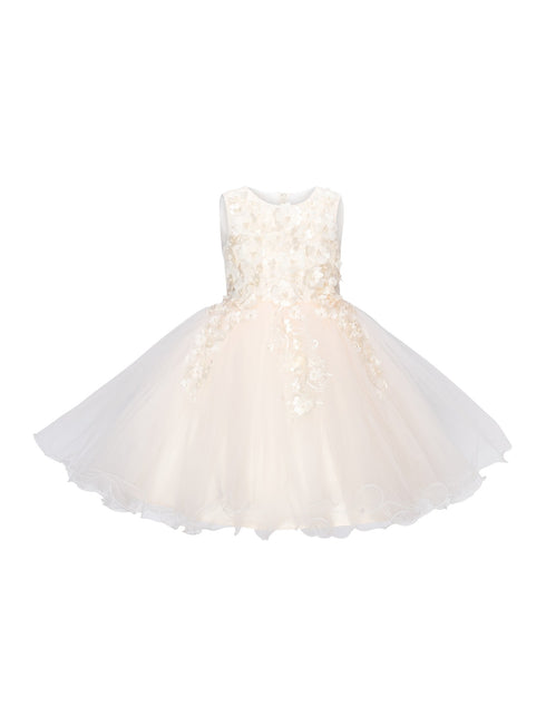 Girls Multi Color Lala & Erina 3D Flowers Adorned Tulle Flower Girl Dress 2-12 - SophiasStyle.com