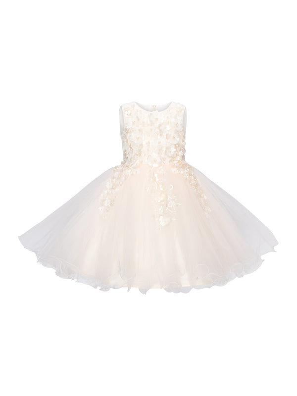 Girls Multi Color Lala & Erina 3D Flowers Adorned Tulle Flower Girl Dress 2-12 - SophiasStyle.com