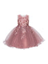 Girls Multi Color Lala & Erina 3D Flowers Adorned Tulle Flower Girl Dress 2-12 - SophiasStyle.com