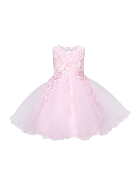 Girls Multi Color Lala & Erina 3D Flowers Adorned Tulle Flower Girl Dress 2-12 - SophiasStyle.com