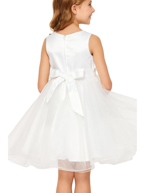 Girls Multi Color Lala & Erina 3D Flowers Adorned Tulle Flower Girl Dress 2-12 - SophiasStyle.com