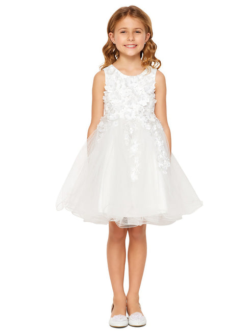 Girls Multi Color Lala & Erina 3D Flowers Adorned Tulle Flower Girl Dress 2-12 - SophiasStyle.com