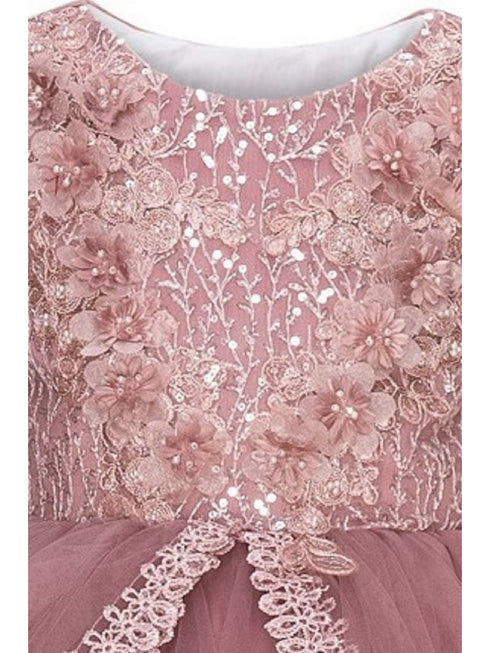 Girls Multi Color Lala & Erina Sequin Lace High Low Flower Girl Dress 2-12 - SophiasStyle.com