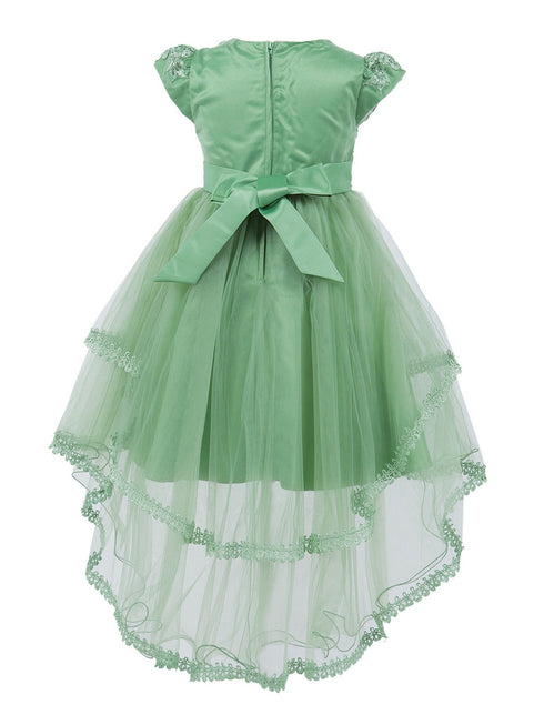 Girls Multi Color Lala & Erina Sequin Lace High Low Flower Girl Dress 2-12 - SophiasStyle.com