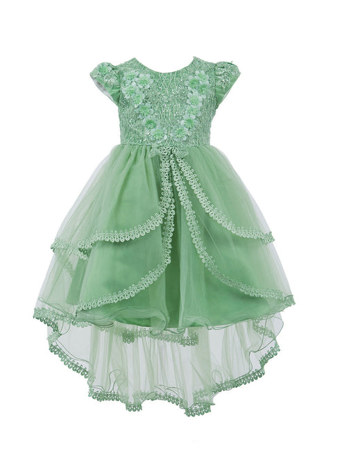 Girls Multi Color Lala & Erina Sequin Lace High Low Flower Girl Dress 2-12 - SophiasStyle.com