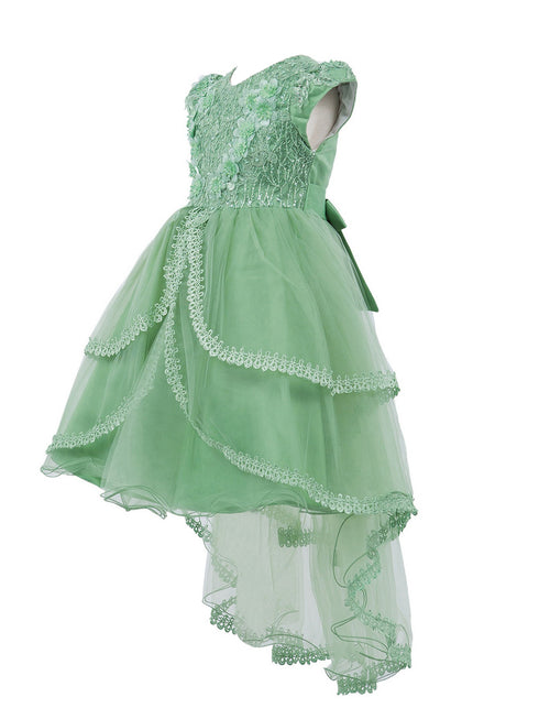 Girls Multi Color Lala & Erina Sequin Lace High Low Flower Girl Dress 2-12 - SophiasStyle.com