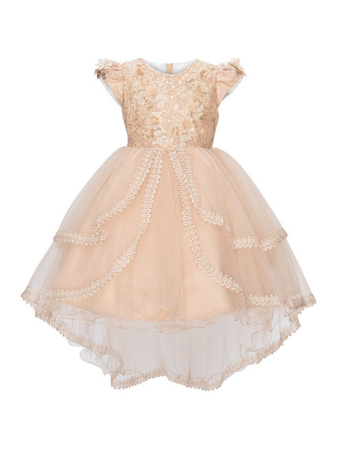 Girls Multi Color Lala & Erina Sequin Lace High Low Flower Girl Dress 2-12 - SophiasStyle.com