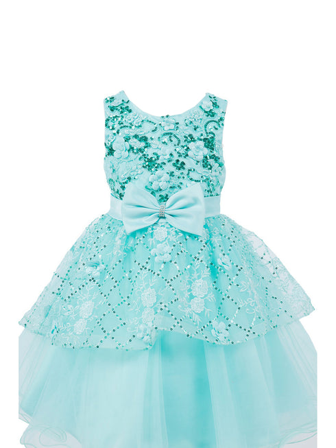 Girls Multi Color Lala & Erina Sequin Ribbon Adorned Flower Girl Dress 2-12 - SophiasStyle.com
