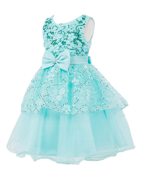 Girls Multi Color Lala & Erina Sequin Ribbon Adorned Flower Girl Dress 2-12 - SophiasStyle.com
