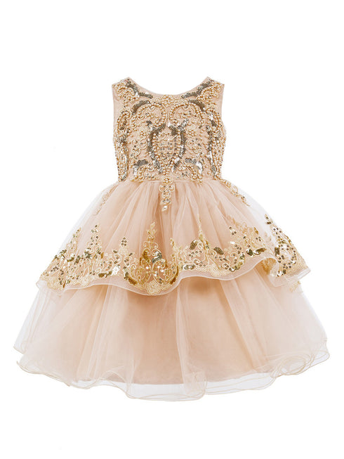 Girls Multi Color Lala & Erina Sleeveless Sequin Lace Flower Girl Dress 2-12 - SophiasStyle.com