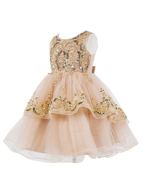 Girls Multi Color Lala & Erina Sleeveless Sequin Lace Flower Girl Dress 2-12 - SophiasStyle.com