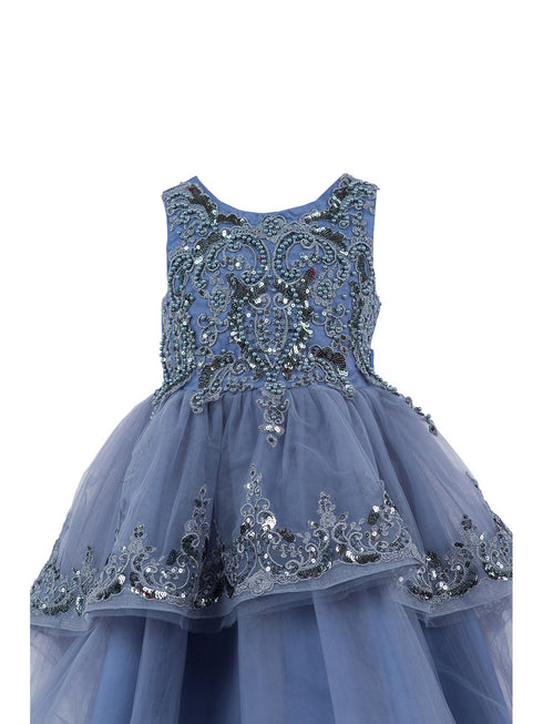 Girls Multi Color Lala & Erina Sleeveless Sequin Lace Flower Girl Dress 2-12 - SophiasStyle.com