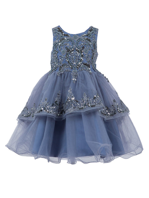 Girls Multi Color Lala & Erina Sleeveless Sequin Lace Flower Girl Dress 2-12 - SophiasStyle.com