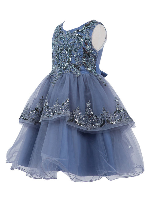 Girls Multi Color Lala & Erina Sleeveless Sequin Lace Flower Girl Dress 2-12 - SophiasStyle.com