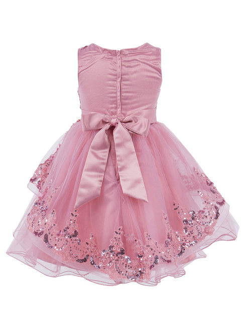 Girls Multi Color Lala & Erina Sleeveless Sequin Lace Flower Girl Dress 2-12 - SophiasStyle.com