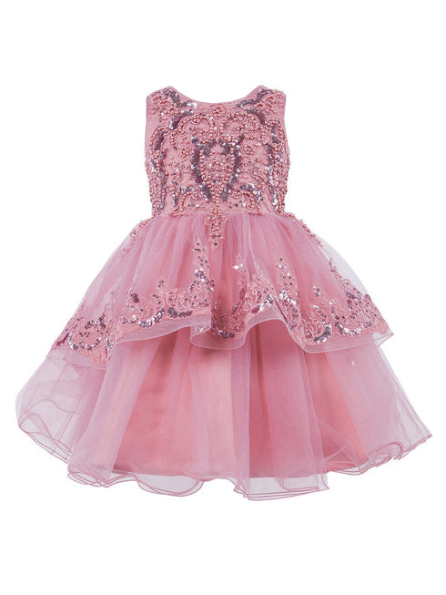 Girls Multi Color Lala & Erina Sleeveless Sequin Lace Flower Girl Dress 2-12 - SophiasStyle.com