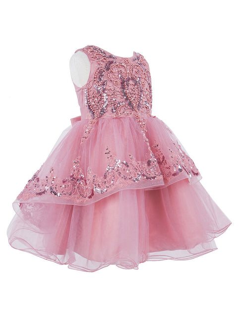 Girls Multi Color Lala & Erina Sleeveless Sequin Lace Flower Girl Dress 2-12 - SophiasStyle.com