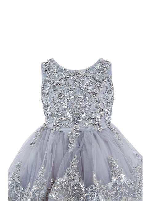 Girls Multi Color Lala & Erina Sleeveless Sequin Lace Flower Girl Dress 2-12 - SophiasStyle.com