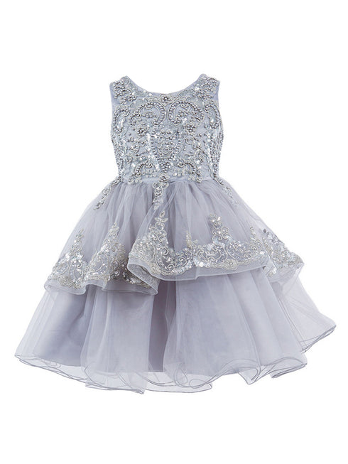 Girls Multi Color Lala & Erina Sleeveless Sequin Lace Flower Girl Dress 2-12 - SophiasStyle.com