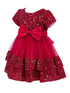 Baby Girls Lala & Erina Burgundy Sequin Adorned Flower Girl Dress 3-24M front
