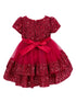 Baby Girls Lala & Erina Burgundy Sequin Adorned Flower Girl Dress 3-24M back