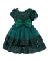 Baby Girls Lala & Erina Hunter Green Sequin Adorned Flower Girl Dress 3-24M front