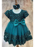 Baby Girls Lala & Erina Hunter Green Sequin Adorned Flower Girl Dress 3-24M front 2