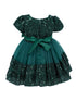 Baby Girls Lala & Erina Hunter Green Sequin Adorned Flower Girl Dress 3-24M back