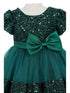 Baby Girls Lala & Erina Hunter Green Sequin Adorned Flower Girl Dress 3-24M detail