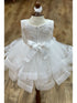 Baby Girls Lala & Erina Ivory Lace Rose Adorned Flower Girl Dress 3-24M back 2