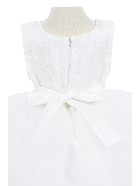 Baby Girls Lala & Erina Ivory Lace Rose Adorned Flower Girl Dress 3-24M detail back