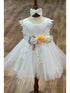 Baby Girls Lala & Erina Ivory Satin Lace Headband Flower Girl Dress 3-24M front 2
