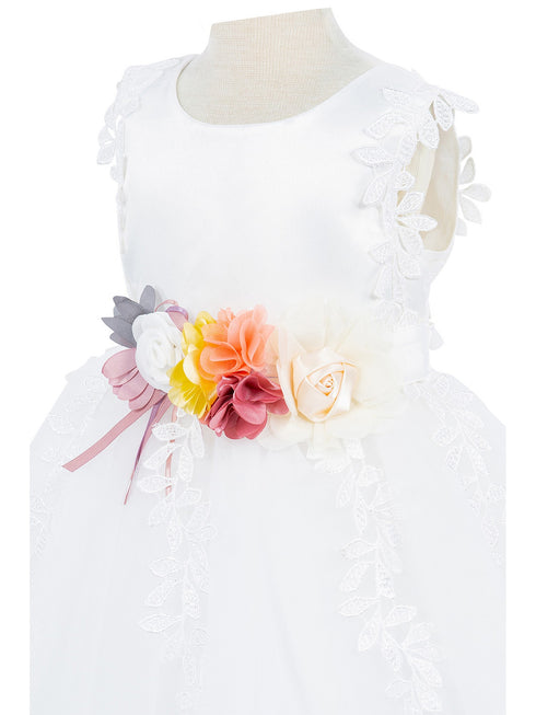 Baby Girls Lala & Erina Ivory Satin Lace Headband Flower Girl Dress 3-24M detail 1