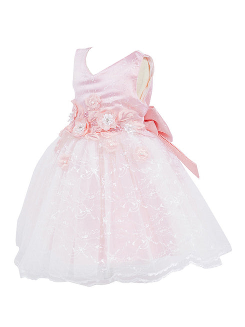 Baby Girls Lala & Erina Pink Lace Satin Flower Girl Dress 3-24M