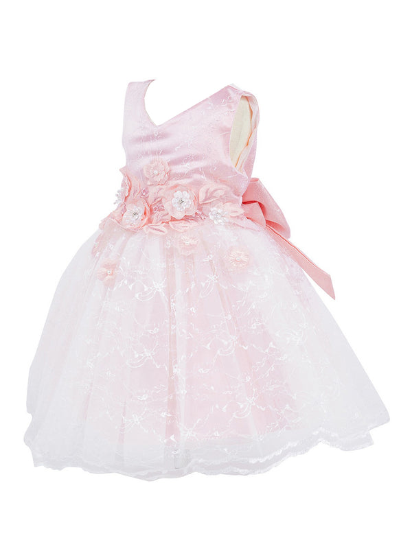 Baby Girls Lala & Erina Pink Lace Satin Flower Girl Dress 3-24M