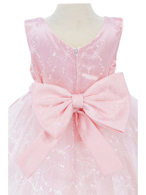 Baby Girls Lala & Erina Pink Lace Satin Flower Girl Dress 3-24M detail back