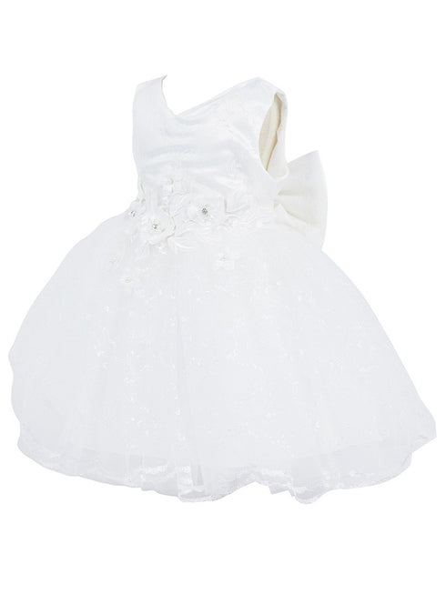 Baby Girls Lala & Erina White Lace Satin Flower Girl Dress 3-24M