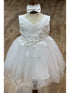 Baby Girls Lala & Erina White Lace Satin Flower Girl Dress 3-24M front