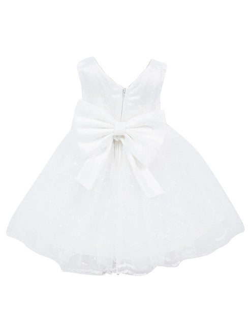 Baby Girls Lala & Erina White Lace Satin Flower Girl Dress 3-24M back 2
