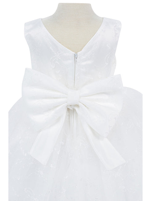 Baby Girls Lala & Erina White Lace Satin Flower Girl Dress 3-24M back detail