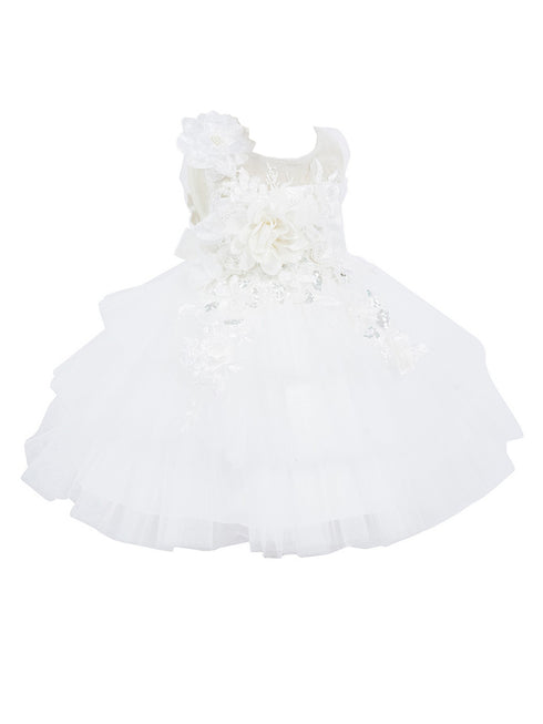 Baby Girls Lala & Erina Ivory Tulle Lace 3D Applique Flower Girl Dress 3-24M