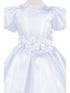 Girls Lala & Erina Ivory Puff Sleeve Pleated Flower Girl Dress 2-12 - SophiasStyle.com detail