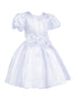 Girls Lala & Erina Ivory Puff Sleeve Pleated Flower Girl Dress 2-12 - SophiasStyle.com front 2